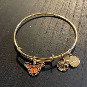 Alex and Ani Gold Bangle with Orange Charm